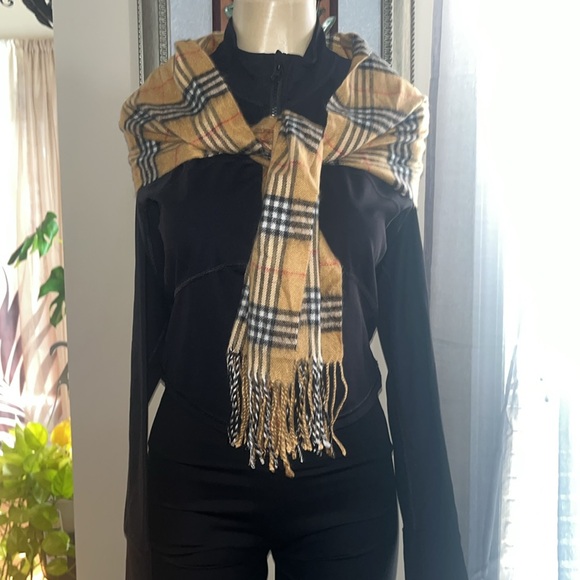 CASHMERE PLAID SCARF TAN - Picture 4 of 7